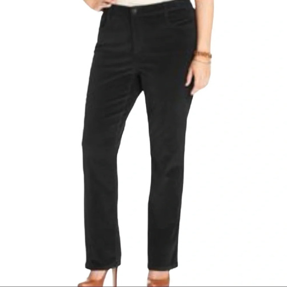 Jones Newyork  Lexington Straight black Velvet coudory jeans Sz 8P - Picture 1 of 11